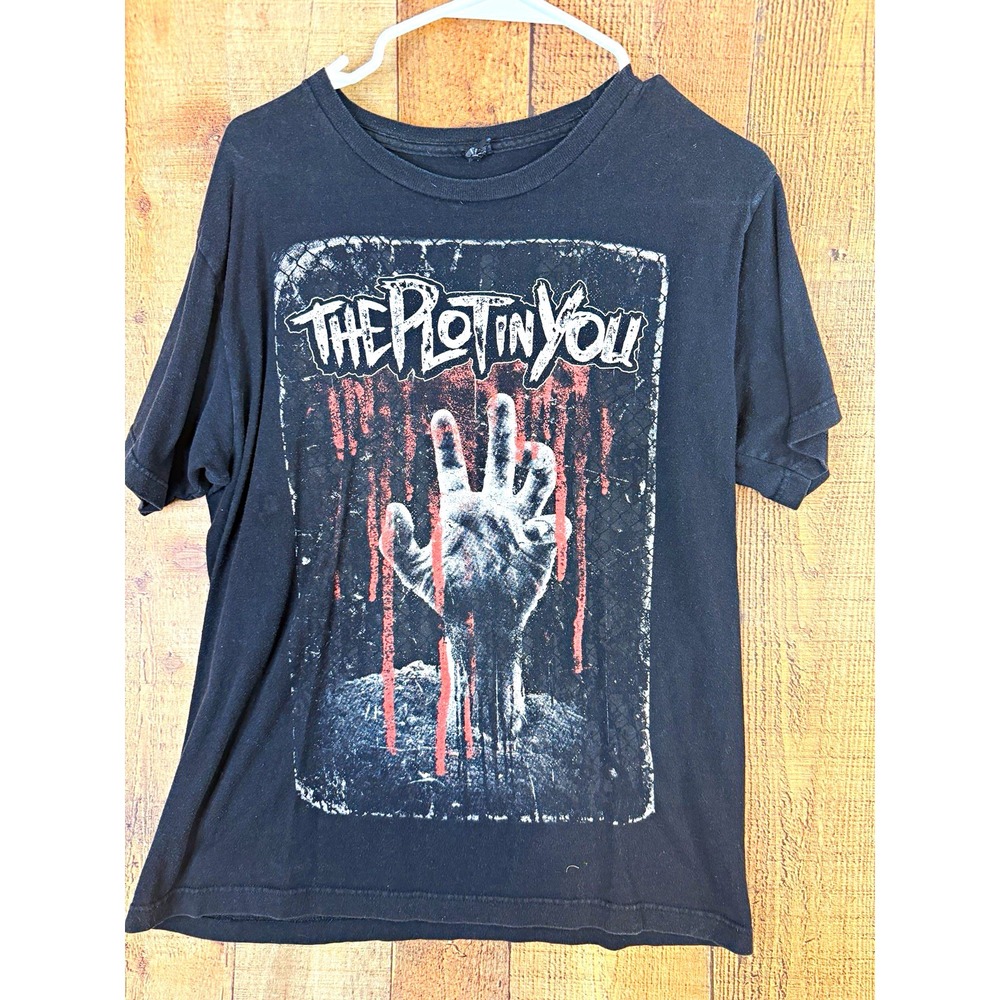 The Plot In You Band Shirt Medium Black Hand Graphic Metalcore Emo Grunge Cotton